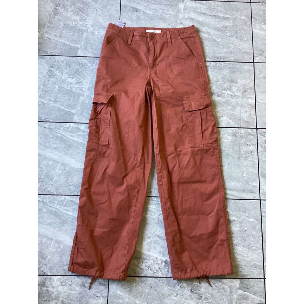 Levis 94 Baggy Cargo Pants Womens 27 Burnt Orange Rust Wide Leg Utility Trouser